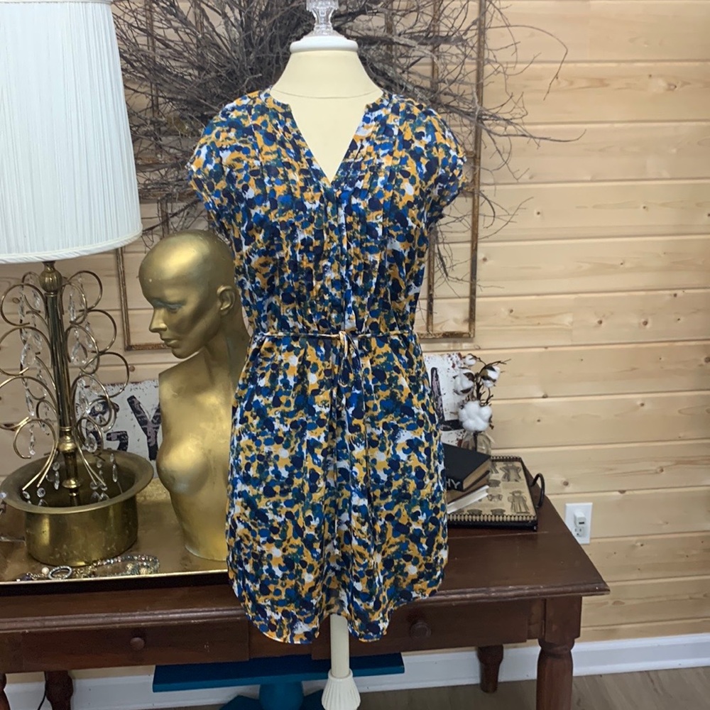 Blue with gold dress